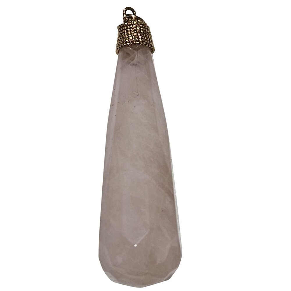Natural Rose Quartz Gemstone Pendant Gold Tone Cap Loop Spiritual Healing